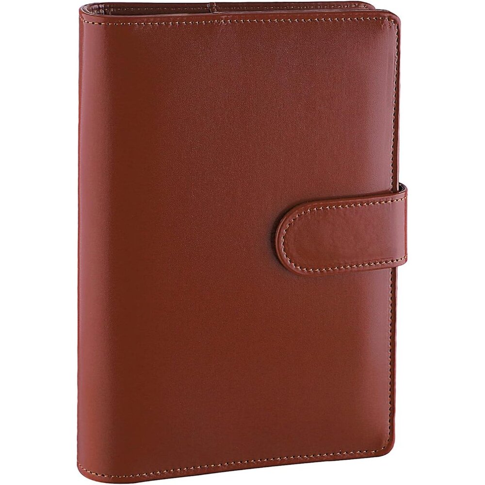 A6 Binder 6 Ring Refillable Notebook Budget Planner for A6 Filler Paper, PU Leat